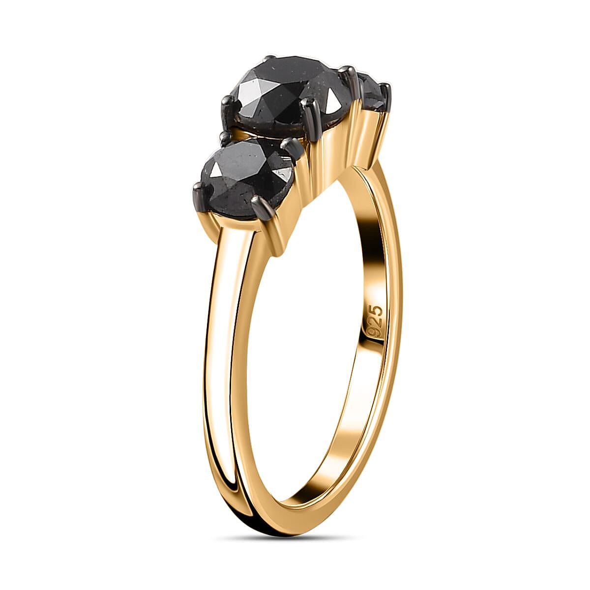 New York Close Out- Black Diamond Ring in 18K YG Vermeil Sterling Silver 2.00 Ct..