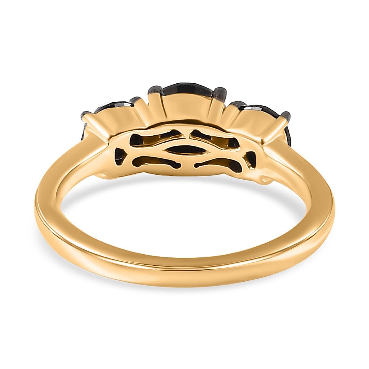 New York Close Out- Black Diamond Ring in 18K YG Vermeil Sterling Silver 2.00 Ct..