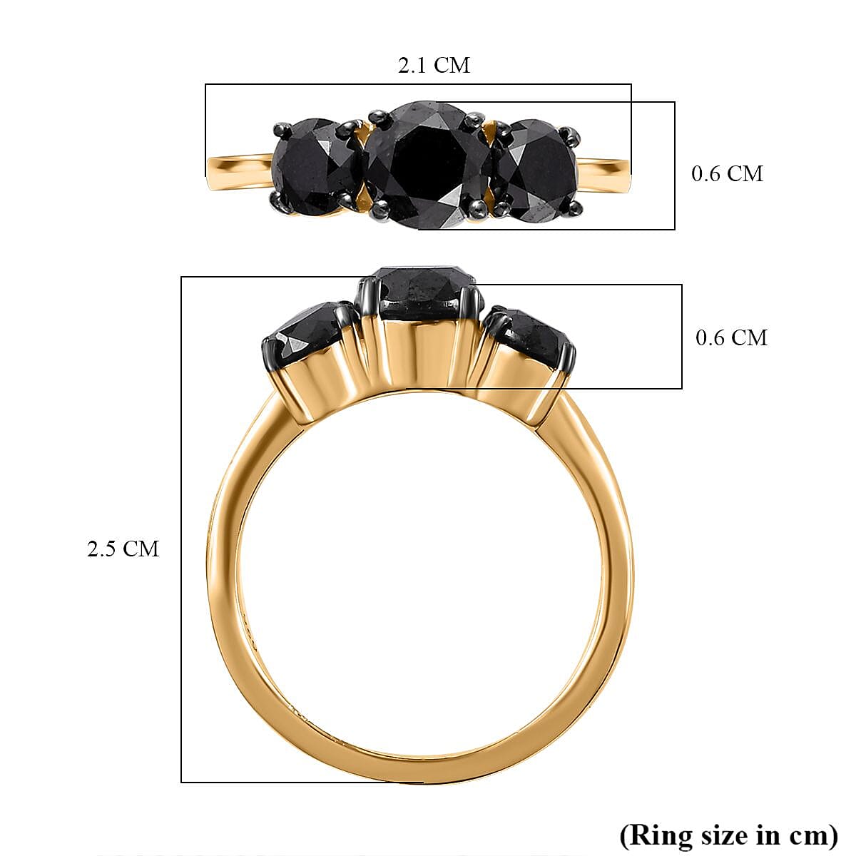 New York Close Out- Black Diamond Ring in 18K YG Vermeil Sterling Silver 2.00 Ct..