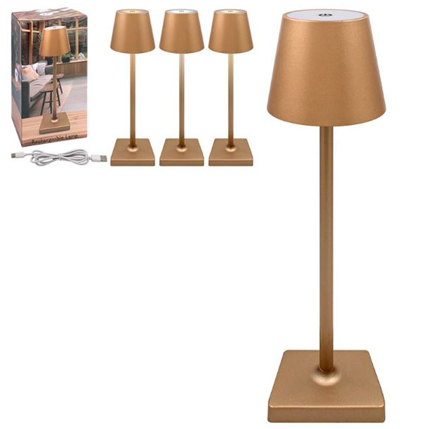 Lesser and Pavey Rechargeable Touch Lamp - Gold