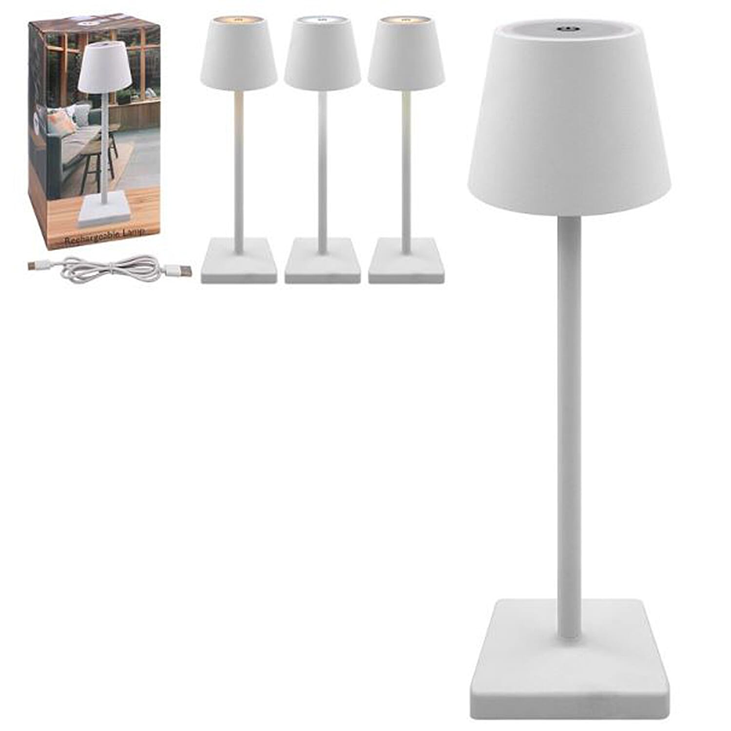 Lesser and Pavey Rechargeable Touch Lamp - White