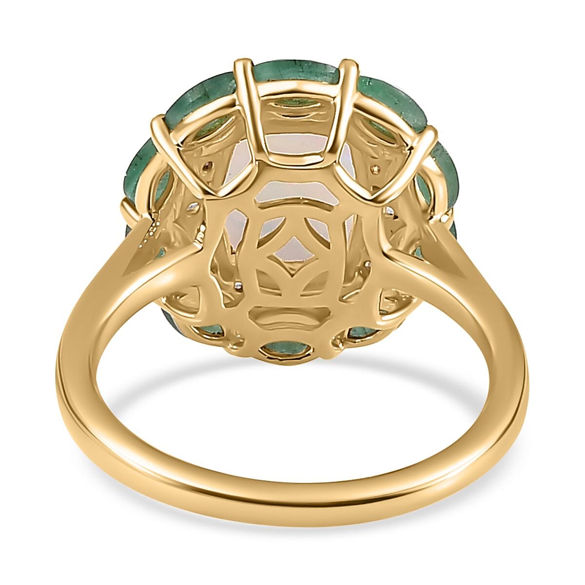 Ethiopian Welo Opal and Emerald Ring in 18K Vermeil YG Sterling Silver 2.36 Ct.