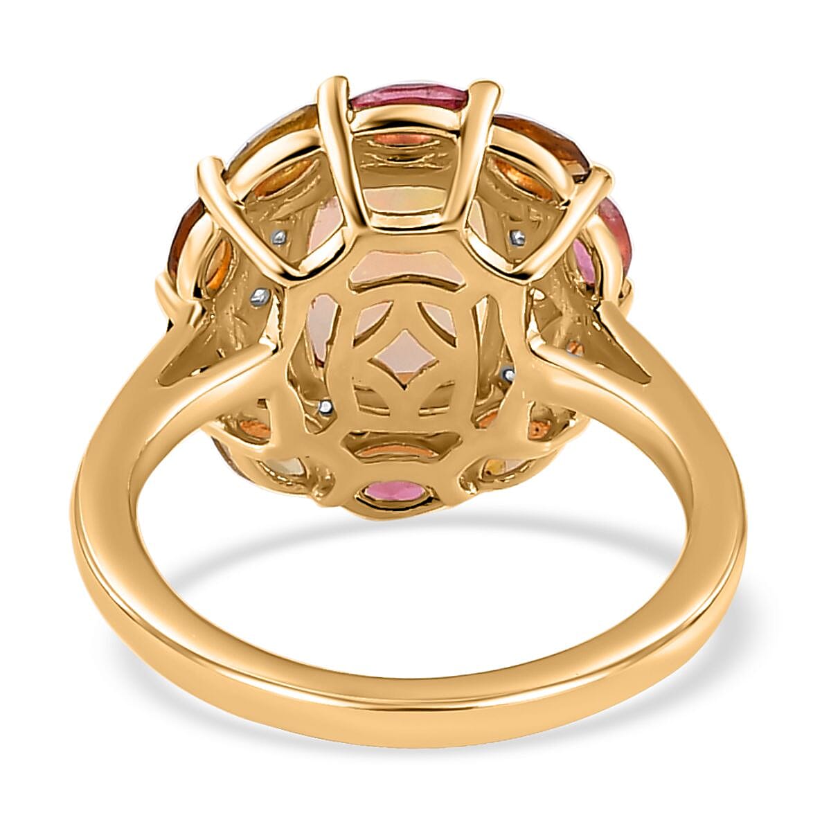 Ethiopian Welo Opal and Multi-Tourmaline Ring in 18K Vermeil YG Sterling Silver 2.30 Ct.