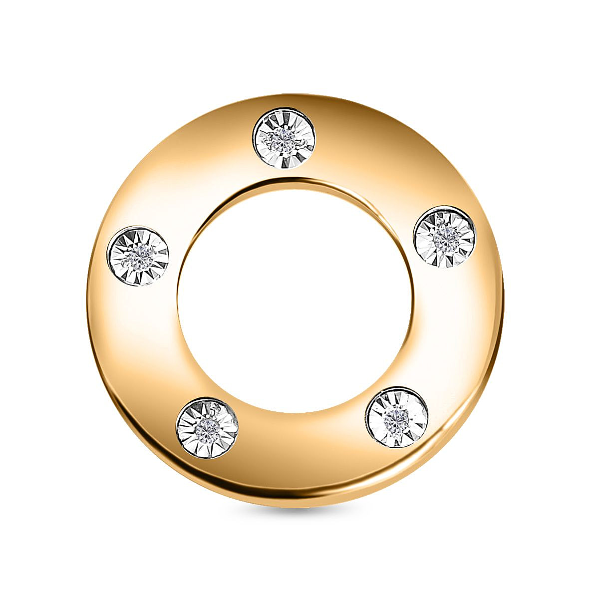 Designer Inspired - Diamond Circle Pendant  in Gold Overlay Sterling Silver