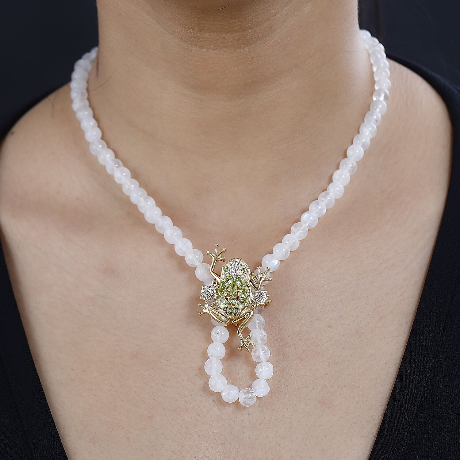 GP Italian Garden Collection - Natural Hebei Peridot & Multi Gemstone  (Necklace - Brooch) (Size - 24) in 18K Vermeil YG Plated Sterling Silver 182.38 Ct, Silver Wt. 7.62 Gms