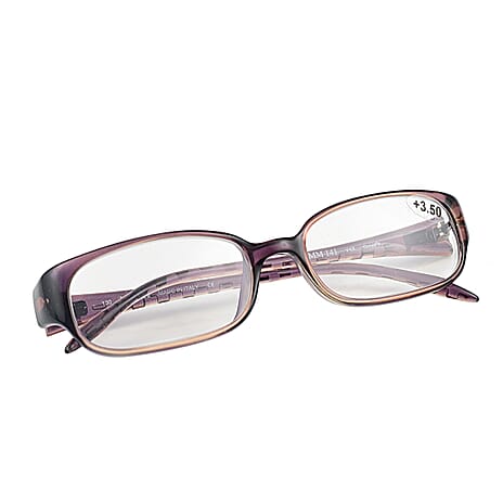 MAX MARA Rectangular Readers with Decorative Temples (Power 3.5) - Grey