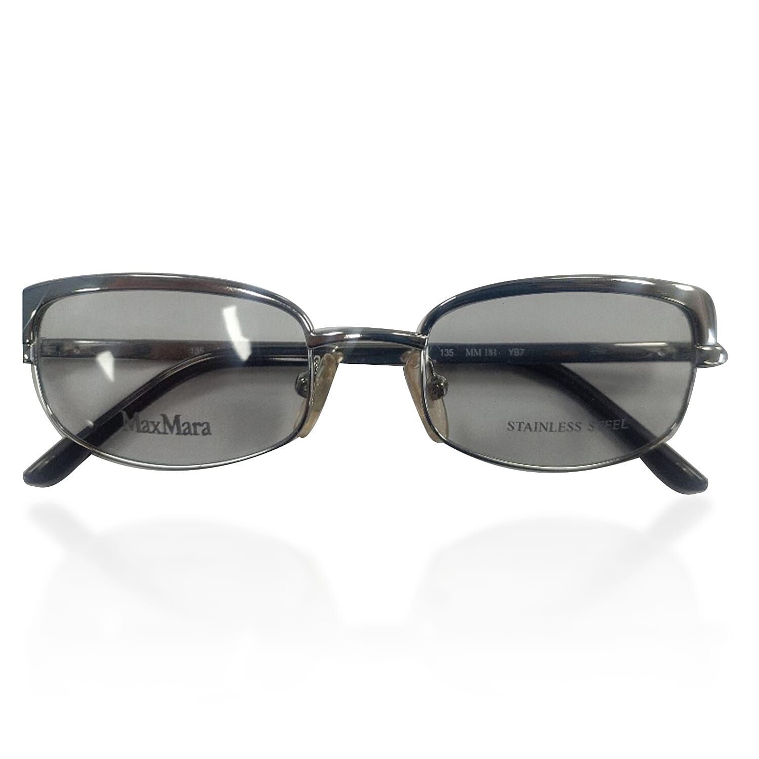 MAX MARA Clubmaster Rectangular Metal Readers (Power 3.00) - Silver
