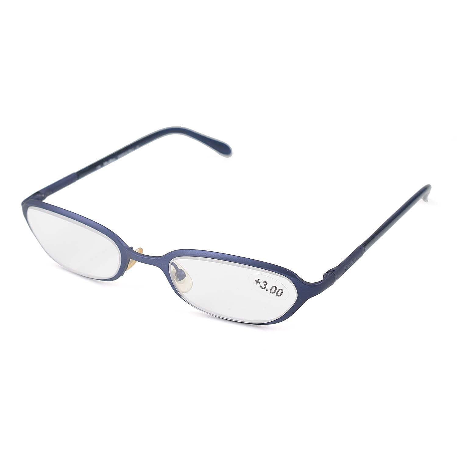 MAX MARA Shiny Oval Metal Readers (Power 3.00) - Royal Blue