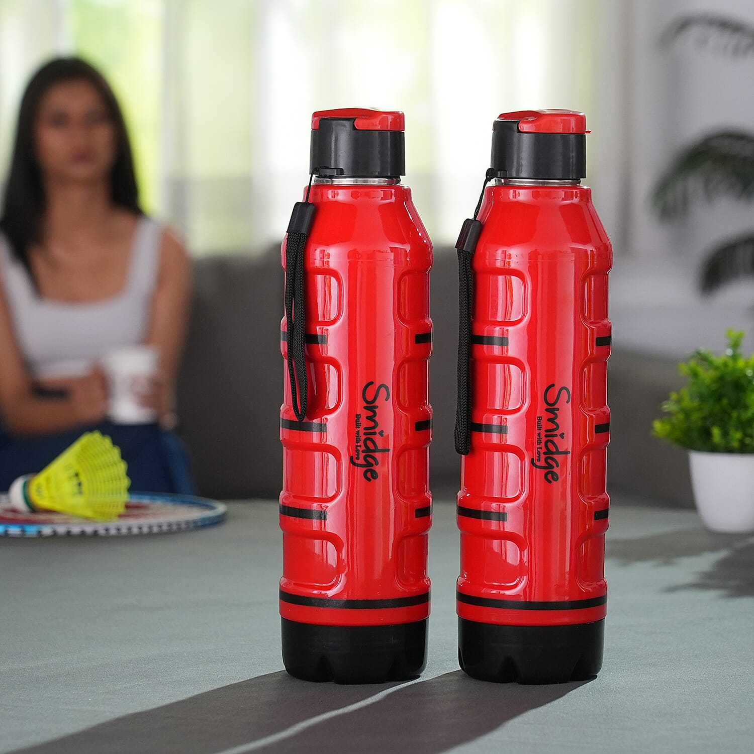 Set of 2 Wave Warm - Cold Insulated Stainless Steel Bottle Leak Proof - Red 700 ML