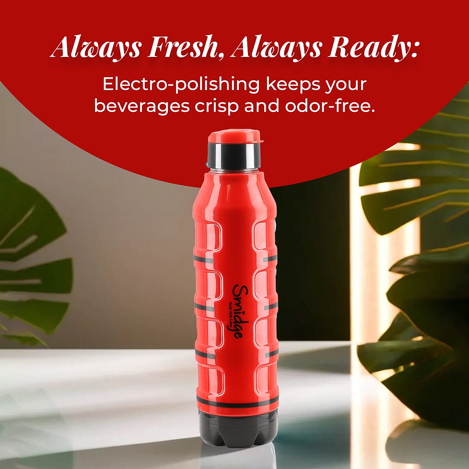 Set of 2 Wave Warm - Cold Insulated Stainless Steel Bottle Leak Proof - Red 700 ML