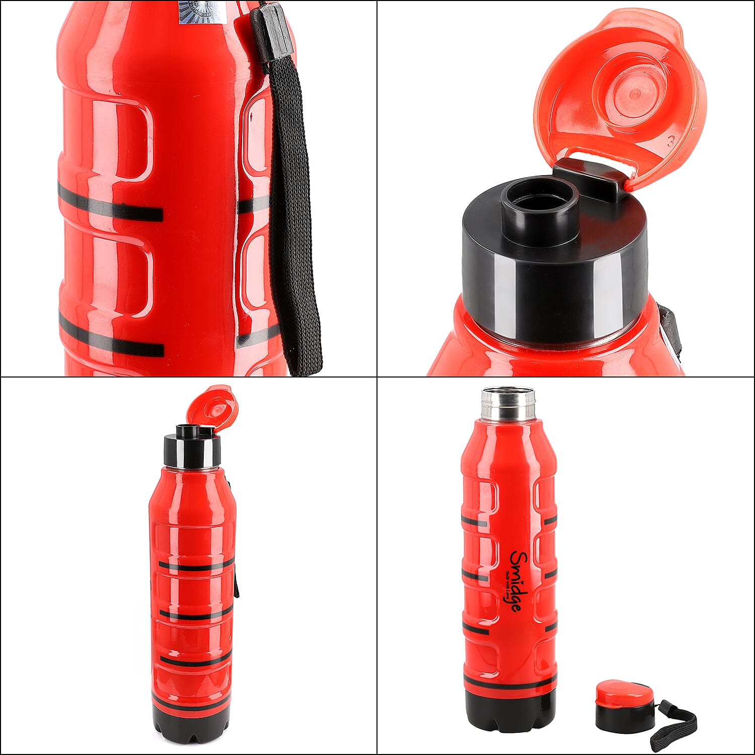 Set of 2 Wave Warm - Cold Insulated Stainless Steel Bottle Leak Proof - Red 700 ML