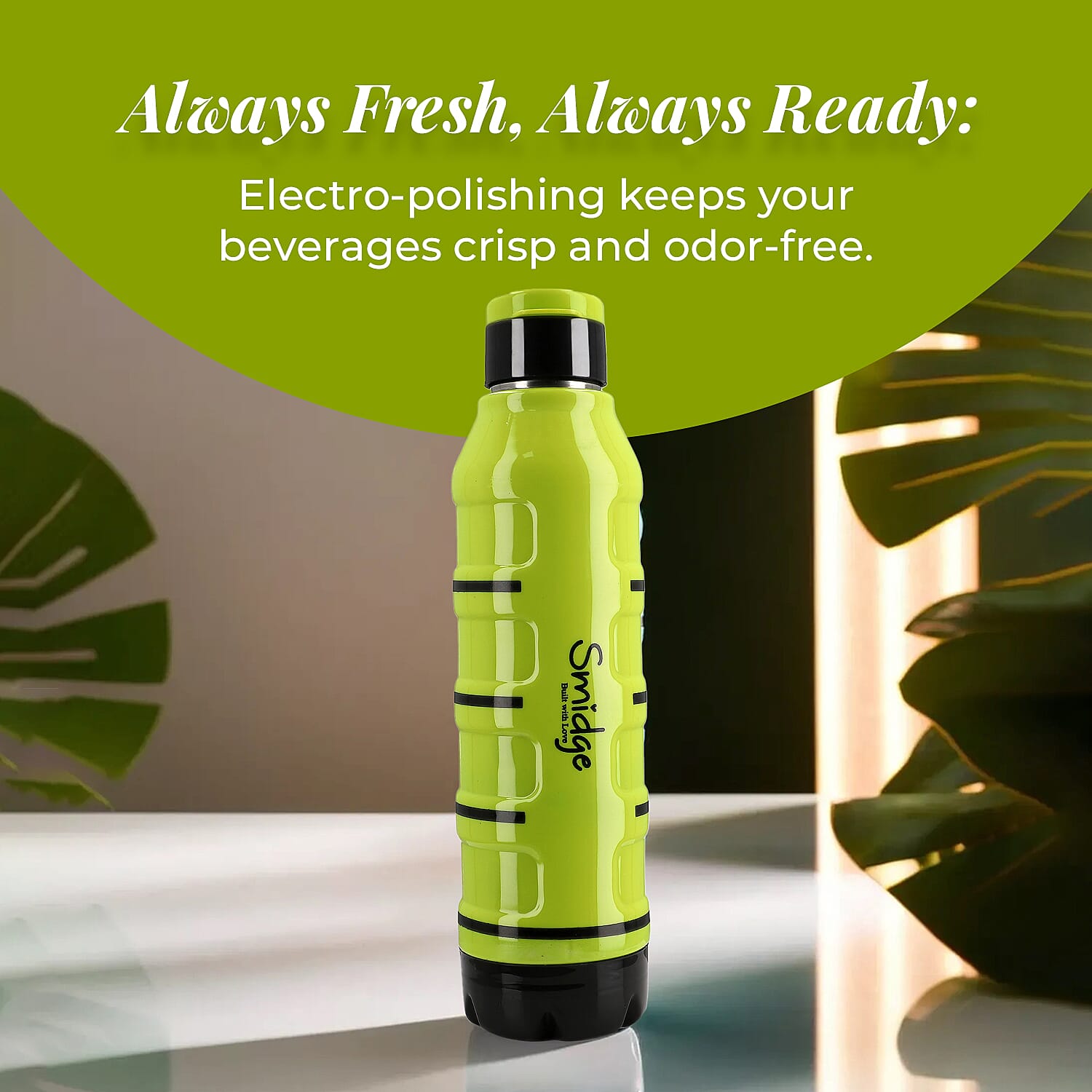 Water Bottle (Size 7x7x29 cm) - Green & Blue