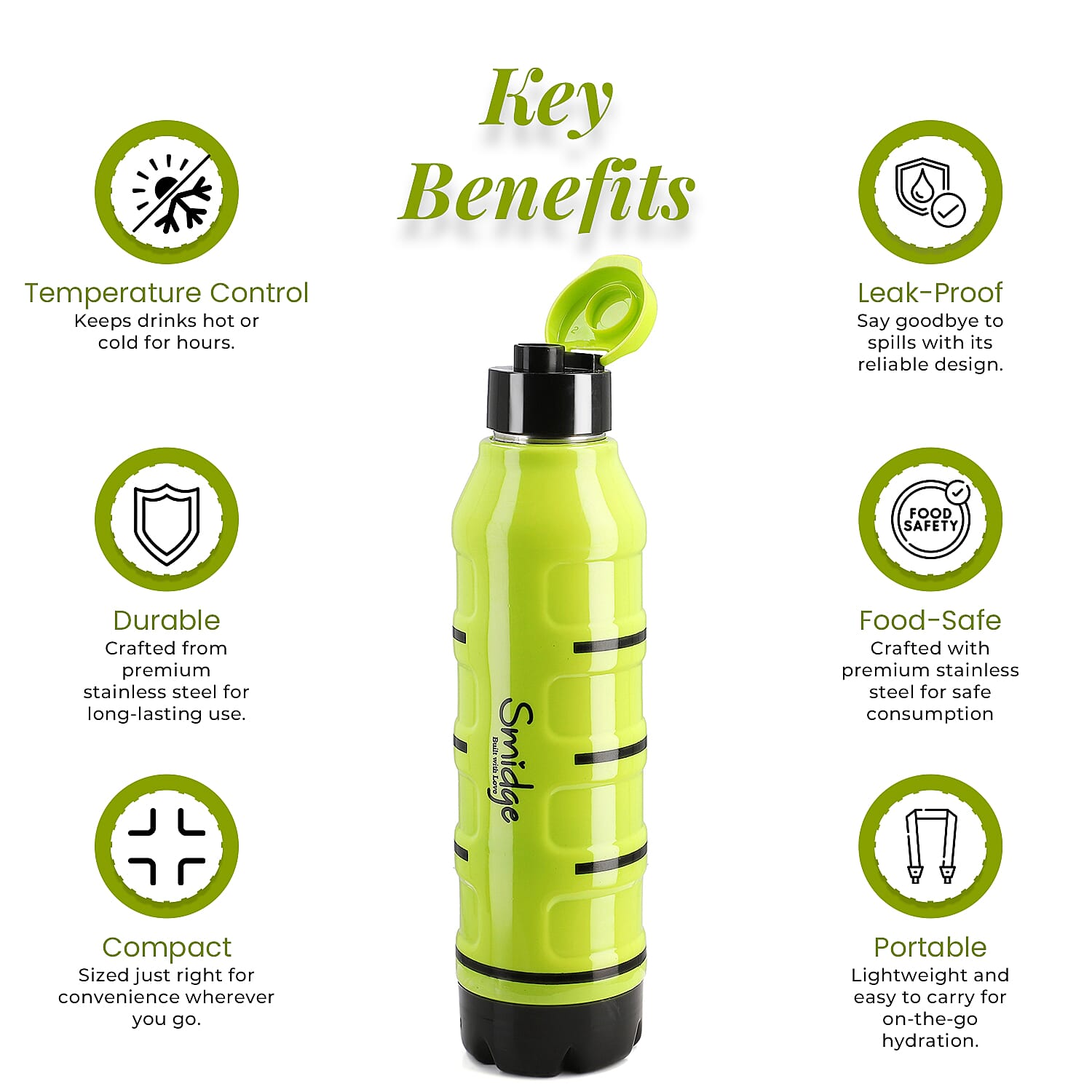 Water Bottle (Size 7x7x29 cm) - Green & Blue