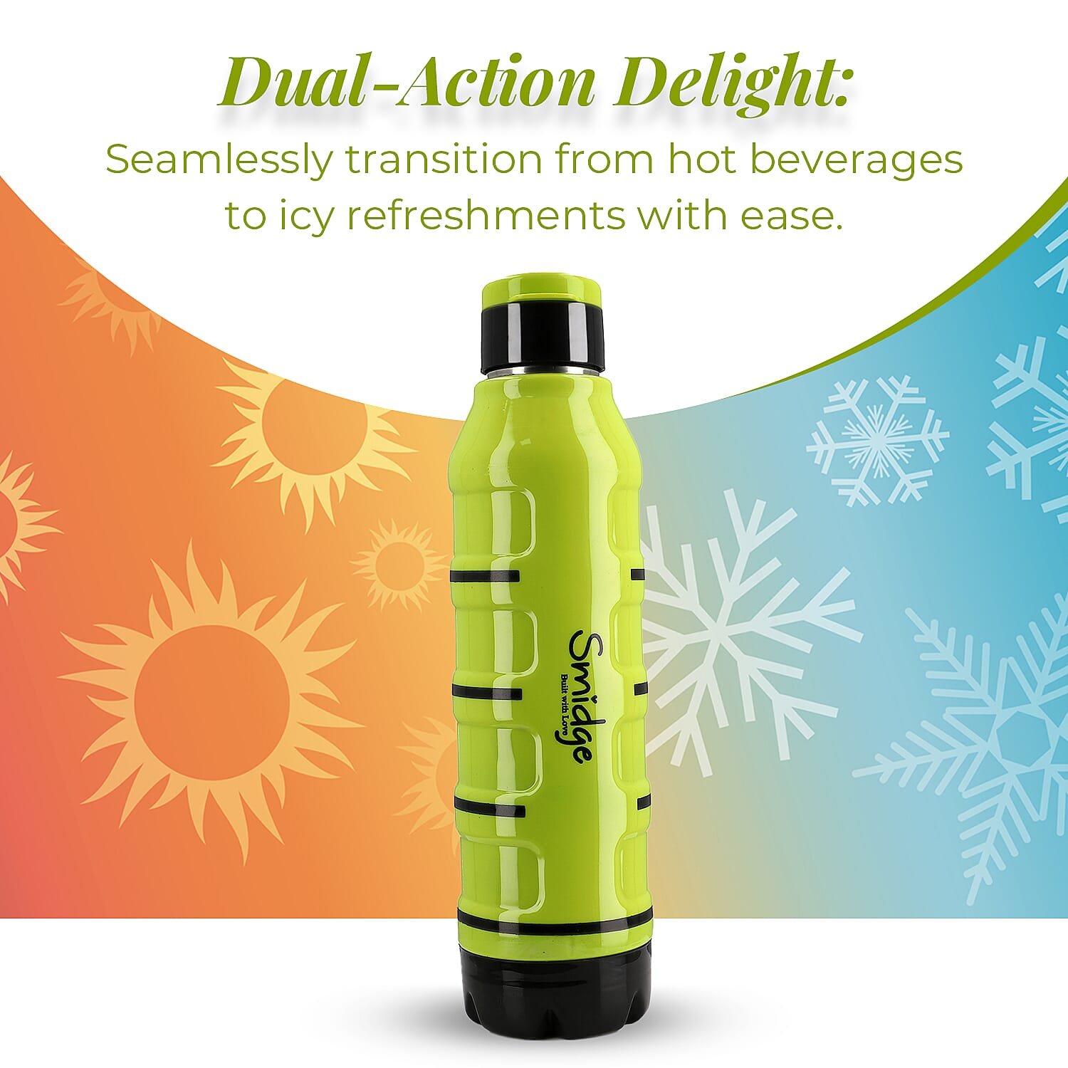 Water Bottle (Size 7x7x29 cm) - Green & Blue