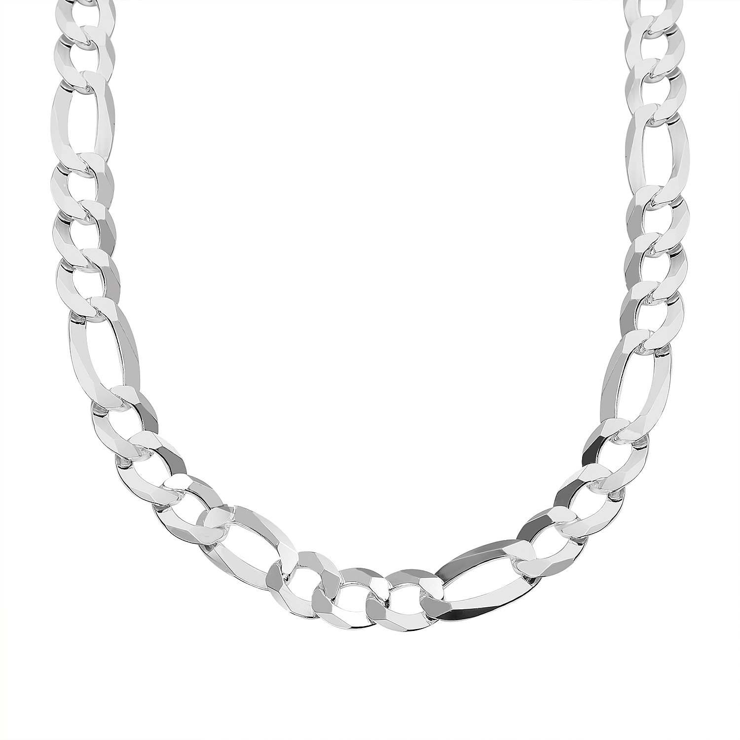 JCK Vegas Preview Deal - Sterling Silver Figaro Square Flat Necklace (Size - 20), Silver Wt. 31 Gms