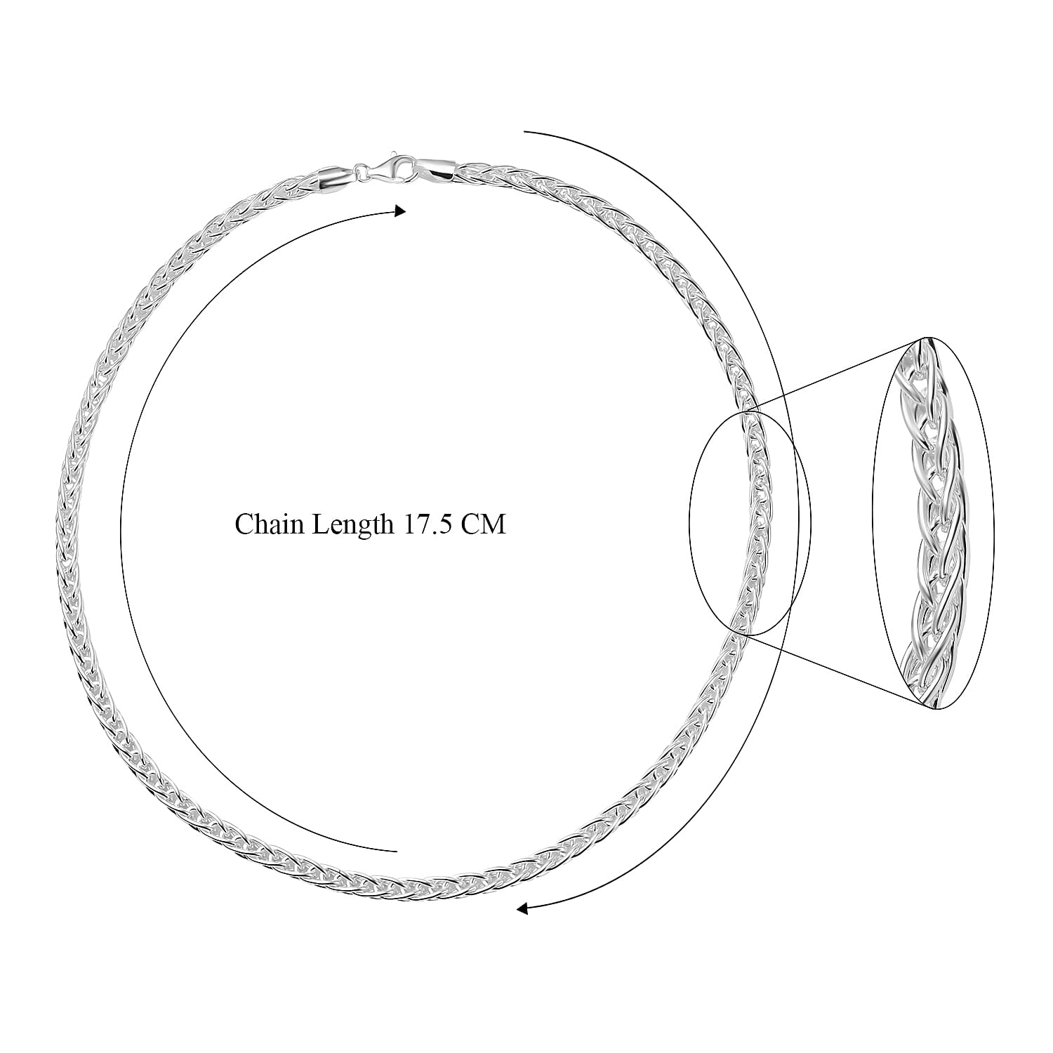 Italian Closeout - Sterling Silver Handmade Spiga Necklace (Size - 20), Silver Wt. 46.00 GM