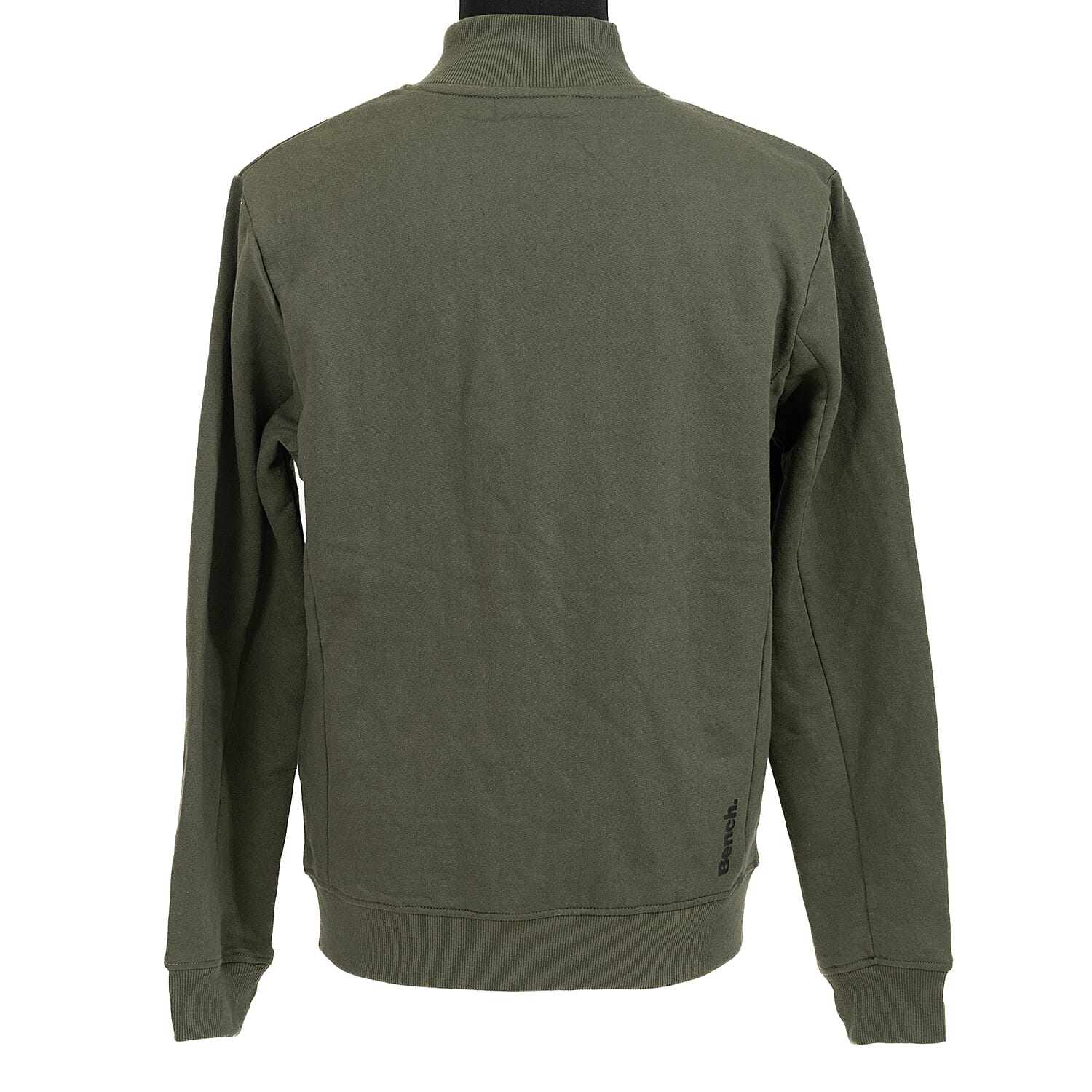 BENCH Mens Zip Through Funnel Neck Cotton Sweat Shirt with Chest Pocket and Reflective Print (Size XL) - Khaki