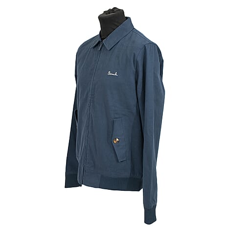 BENCH 100% Cotton Harrington Jacket with Check Lining (Size L) - Navy