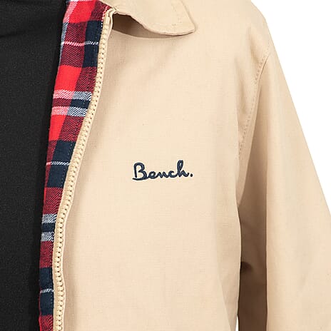 BENCH 100% Cotton Harrington Jacket with Check Lining (Size M) - Stone