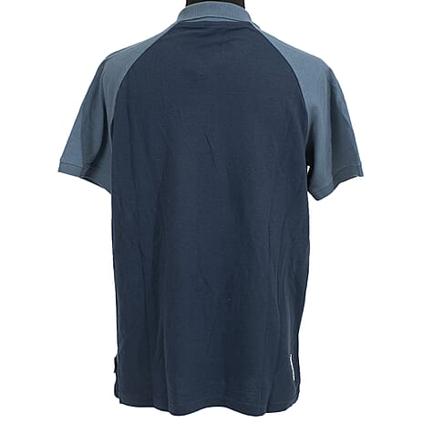BENCH Mens Contrast Raglan 100% Cotton Polo Shirt (Size M) - Navy