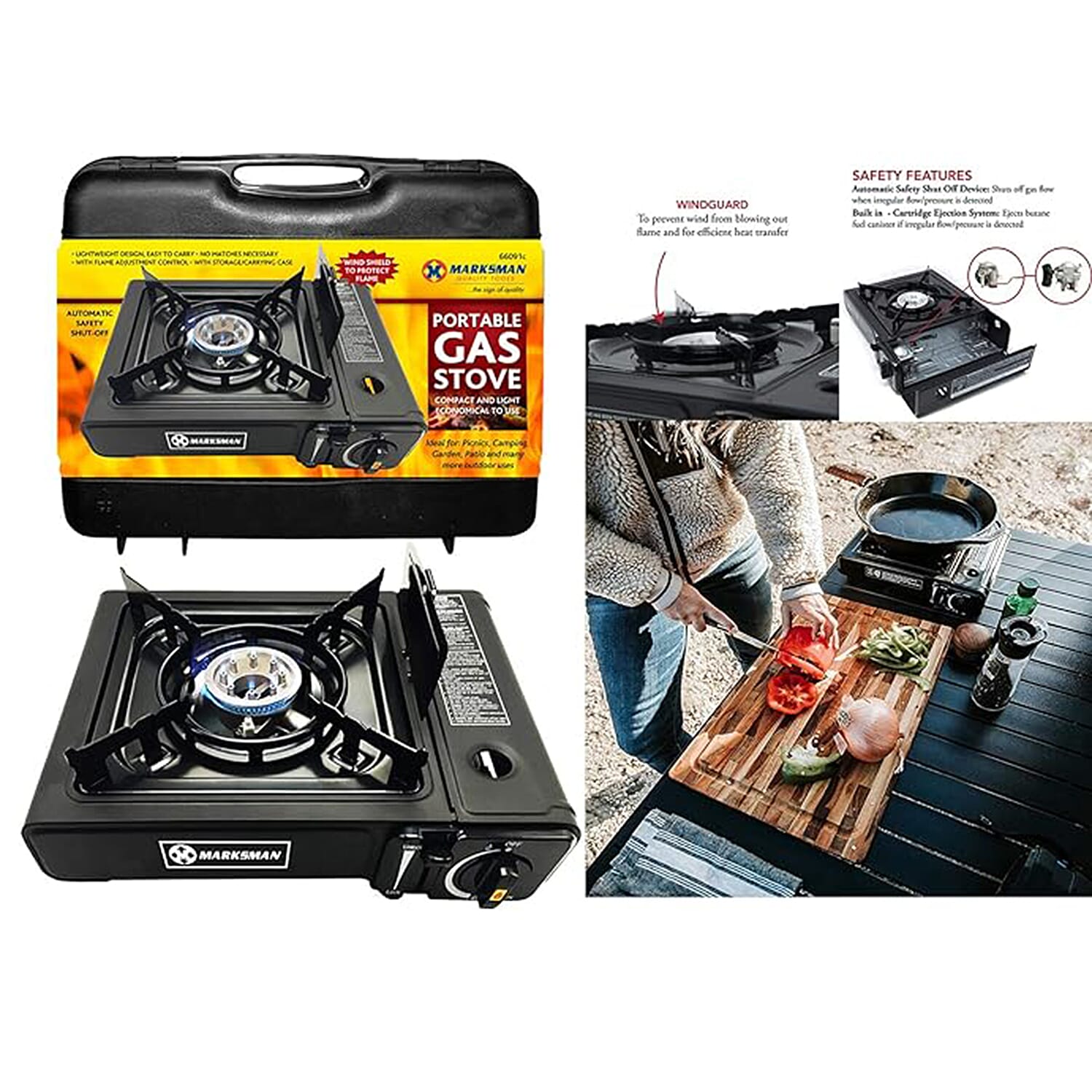 Portable Gas Stove with Auto Safety Shutoff