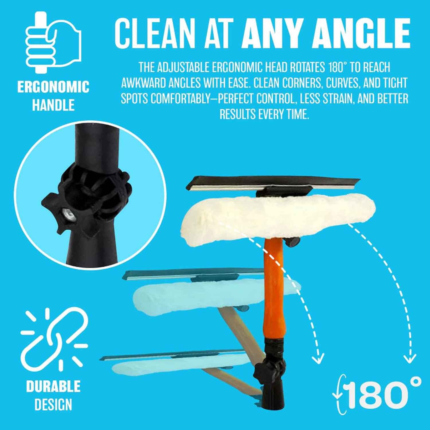 3.5m Telescopic Window Cleaner Squeegee &ndash; Extendable & Removable Head for Streak-Free Shine