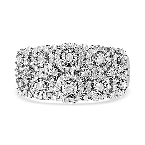 Designer Inspired - Diamond Cluster Ring in Platinum Overlay Sterling Silver 0.50 Ct