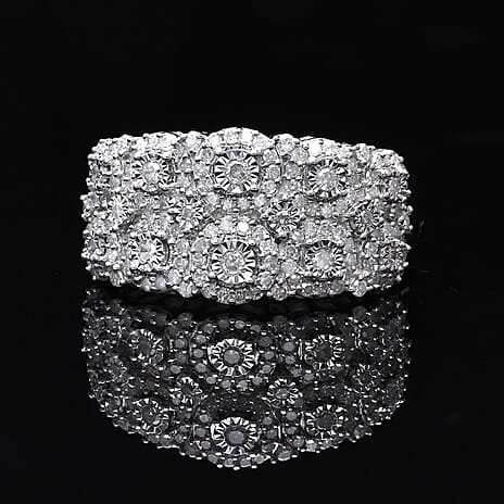 Designer Inspired - Diamond Cluster Ring in Platinum Overlay Sterling Silver 0.50 Ct
