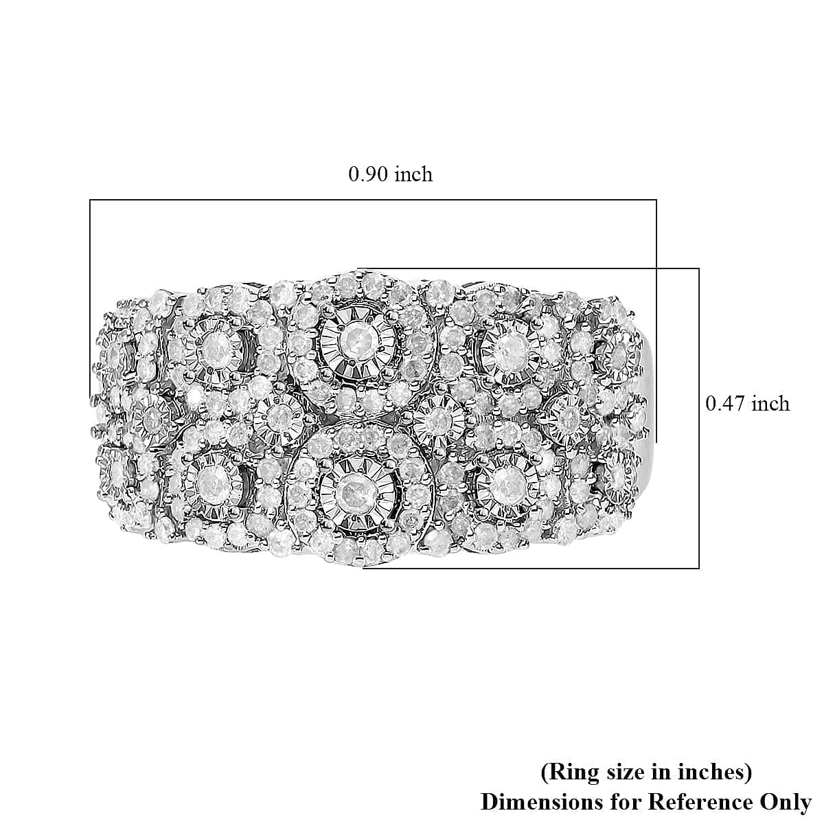 Designer Inspired - Diamond Cluster Ring in Platinum Overlay Sterling Silver 0.50 Ct Designer Inspired - Diamond Cluster Ring in Platinum Overlay Sterling Silver 0.50 Ct