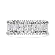 Designer Inspired - Diamond Half- Eternity Band Ring in Platinum Overlay Sterling Silver 0.50 Ct