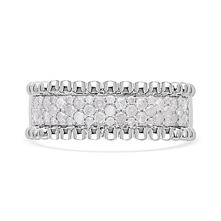 Designer Inspired - Diamond Half- Eternity Band Ring in Platinum Overlay Sterling Silver 0.50 Ct