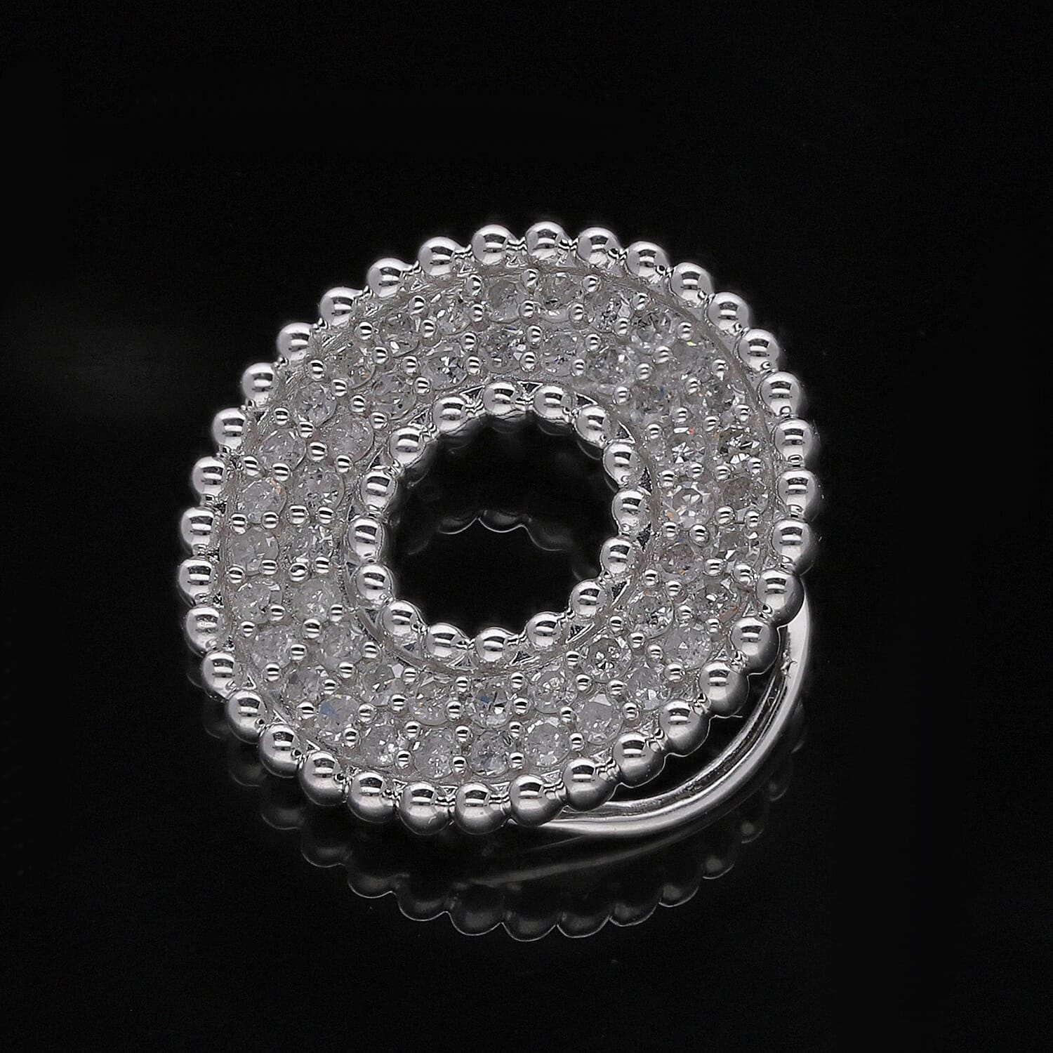 Designer Inspired -Diamond Eternity Pendant in Platinum Overlay Sterling Silver 0.50 Ct