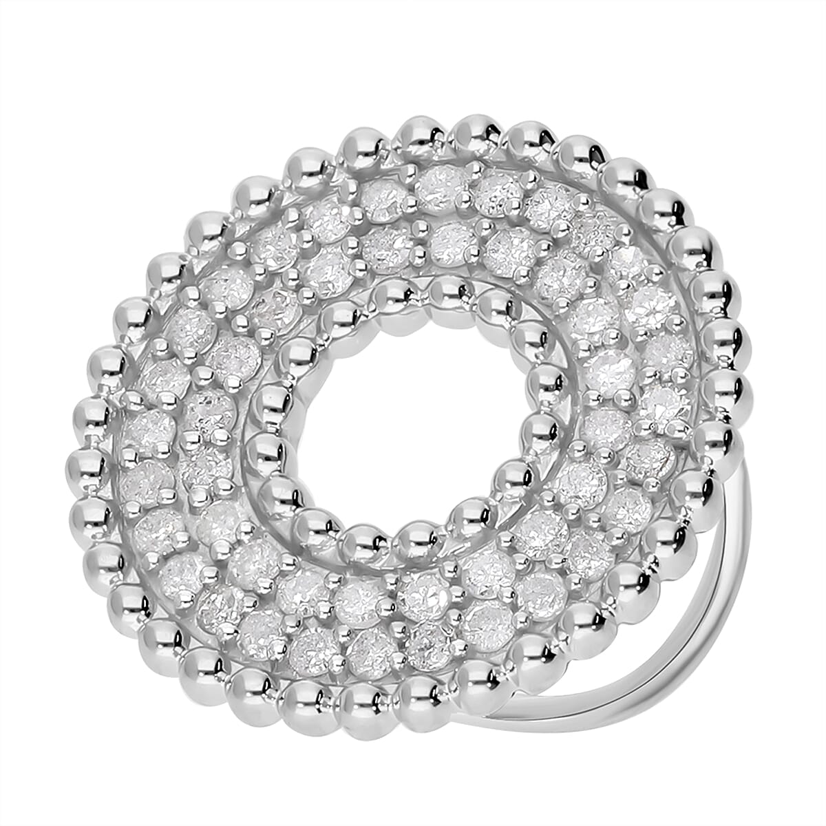 Designer Inspired -Diamond Eternity Pendant in Platinum Overlay Sterling Silver 0.50 Ct