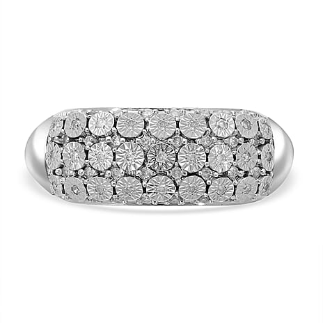 One Time Deal - Diamond Half-Eternity Ring in Platinum Overlay Sterling Silver 0.25 Ct.