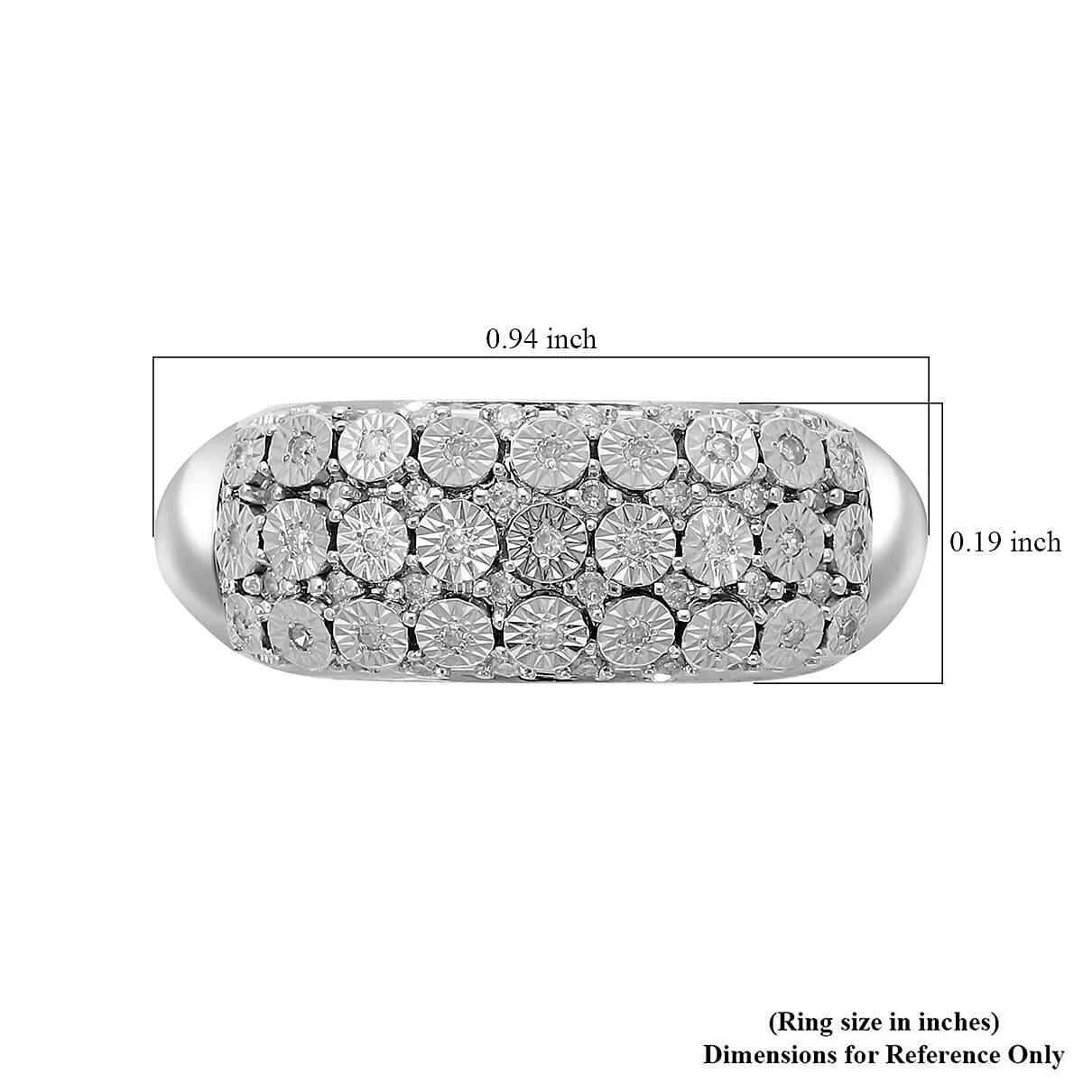 One Time Deal - Diamond Half-Eternity Ring in Platinum Overlay Sterling Silver 0.25 Ct. One Time Deal - Diamond Half-Eternity Ring in Platinum Overlay Sterling Silver 0.25 Ct.