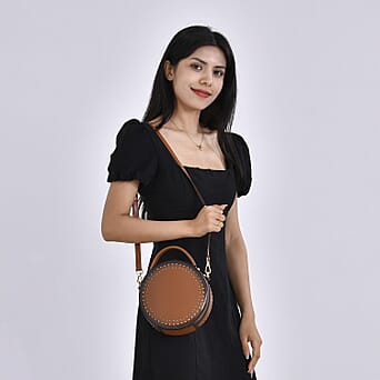 https://tjcuk.sirv.com/Products/77/3/7730089/Genuine-Leather-Solid-Crossbody-Bag-Size-19x8x19-cm-Tan-Black_7730089_1.jpg?w=342&h=342