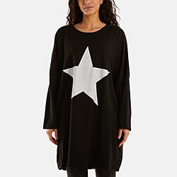 NOVA OF LONDON Foil Star Side Pockets Sweatshirt Dress