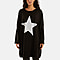Foil Star Side Pockets Sweatshirt Dress  - Black