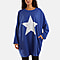 Foil Star Side Pockets Sweatshirt Dress  - Royal Blue