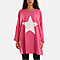 Foil Star Side Pockets Sweatshirt Dress  - Hot Pink