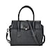 Genuine Leather Solid Crossbody Bag with Handle Drop - Black