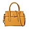 Genuine Leather Solid Crossbody Bag with Handle Drop - Yellow