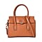 Genuine Leather Solid Crossbody Bag with Handle Drop - Yellow