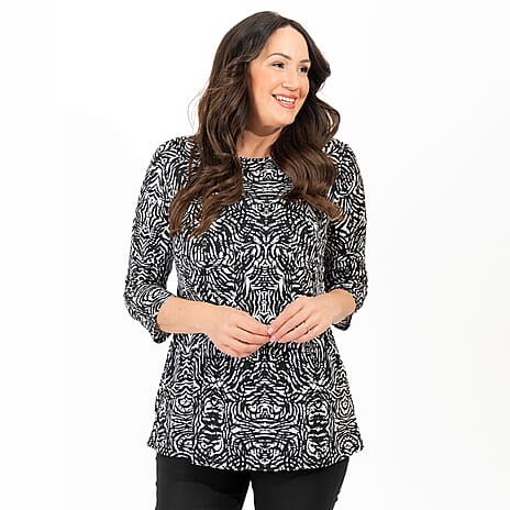 Nicole Print Pocket Tunic (Size M) - Black