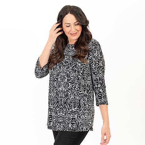 Nicole Print Pocket Tunic (Size M) - Black