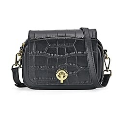 Sencilez Of Barcelona Genuine Leather Croc Embossed Crossbody Bag