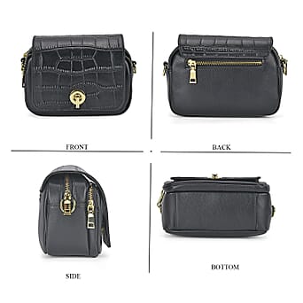 https://tjcuk.sirv.com/Products/77/3/7730327/Genuine-Leather-Croc-Emobossed-Crossbody-Bag-Size-19x7x14-cm-Black-Bla_7730327_3.jpg?w=342&h=342