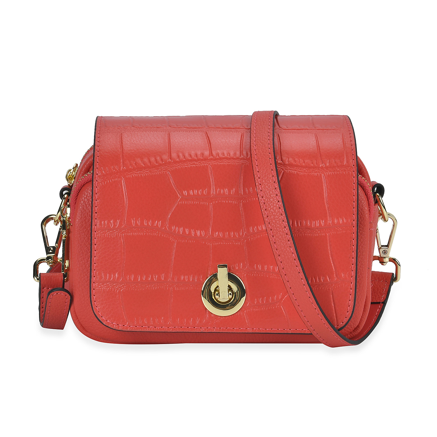 Genuine-Leather-Croc-Emobossed-Crossbody-Bag-Size-19x7x14-cm-Red-Black