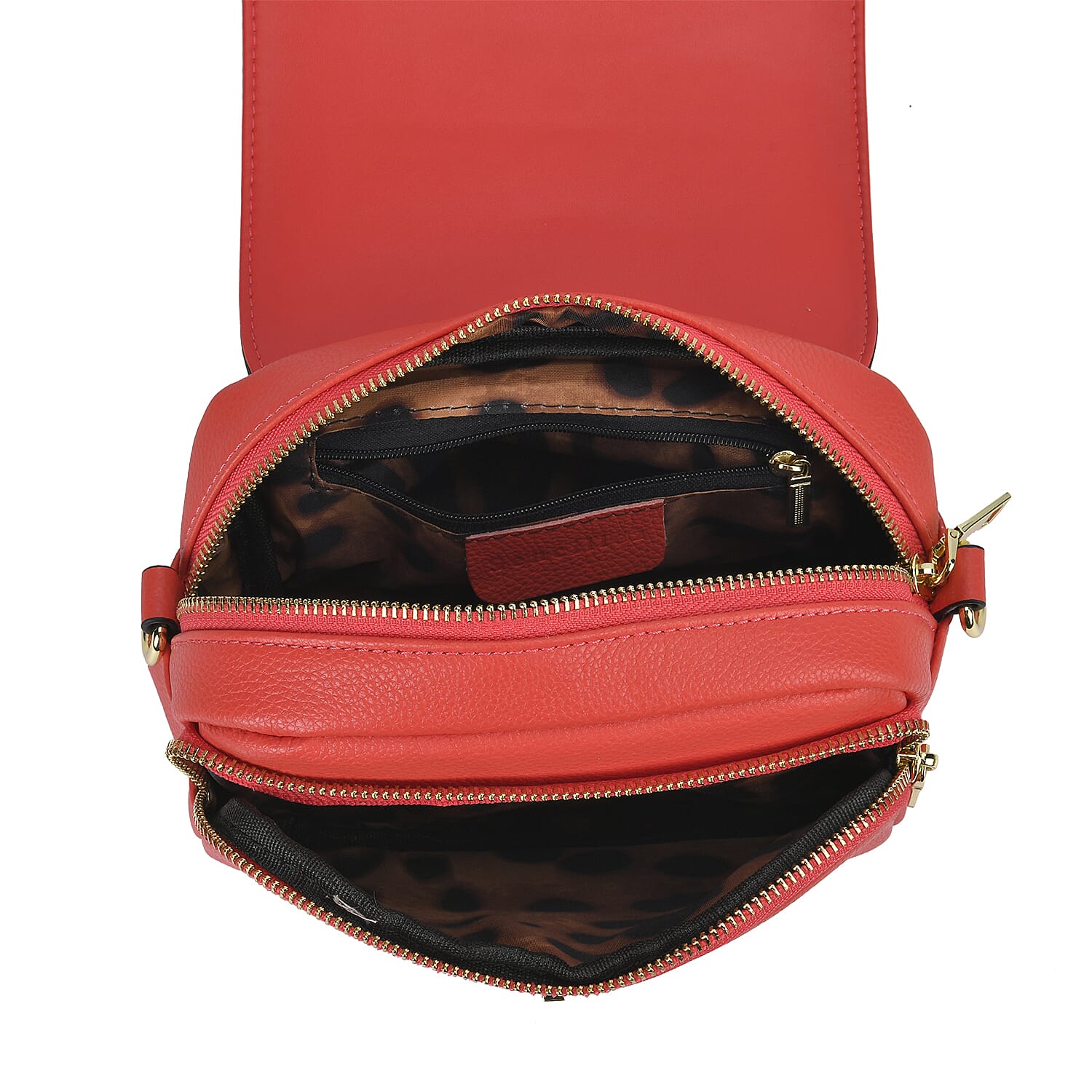 Sencilez Of Barcelona 100% Genuine Leather Croc Emobossed Crossbody Bag - Red