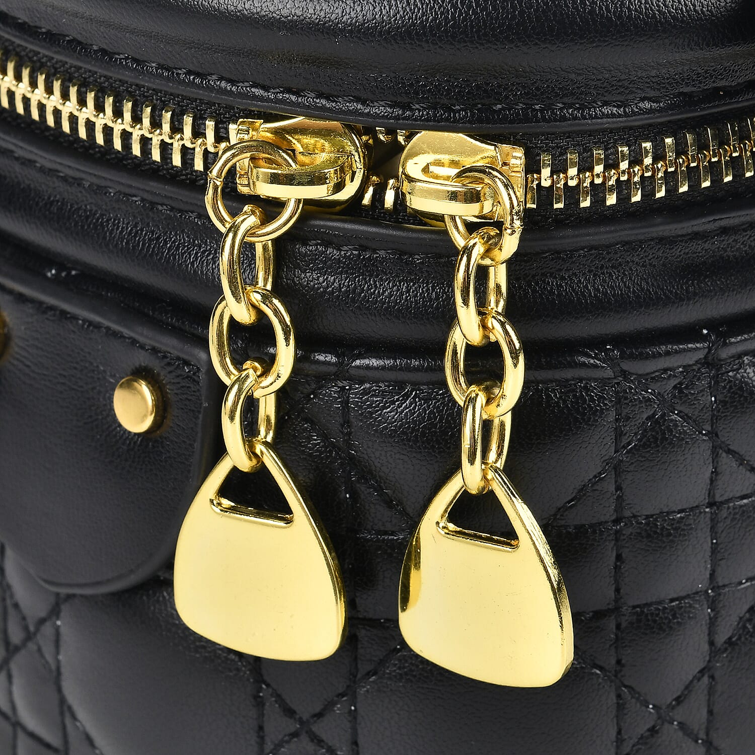 Designer Inspired Crossbody Scarf Bucket Bag with Detachable Shoulder Strap - Black